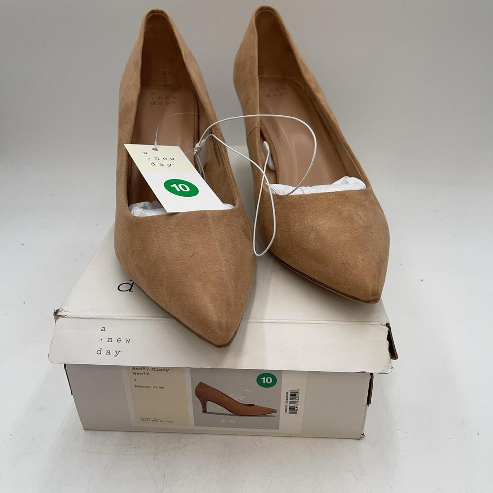 A New Day AED87 Cindy Shoes Womens Brown Pointed Toe Dress Heel Pumps Size 10